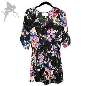 YUMI KIM Leah Romper in black blossom